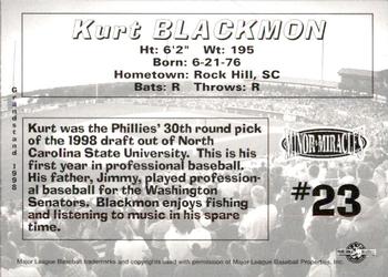 1998 Grandstand Martinsville Phillies #NNO Kurt Blackmon Back
