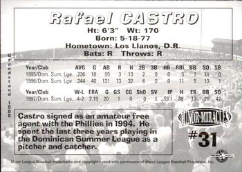 1998 Grandstand Martinsville Phillies #NNO Rafael Castro Back