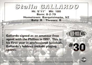 1998 Grandstand Martinsville Phillies #NNO Stalin Gallardo Back