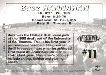 1998 Grandstand Martinsville Phillies #NNO Buzz Hannahan Back