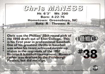 1998 Grandstand Martinsville Phillies #NNO Chris Maness Back