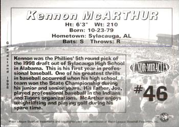 1998 Grandstand Martinsville Phillies #NNO Kennon McArthur Back