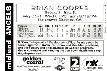 1998 Grandstand Midland Angels #NNO Brian Cooper Back