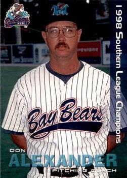 1999 Grandstand Mobile BayBears 1998 Southern League Champions #NNO Don Alexander Front
