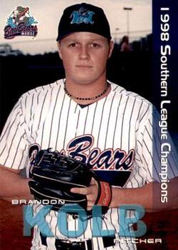 1999 Grandstand Mobile BayBears 1998 Southern League Champions #NNO Brandon Kolb Front