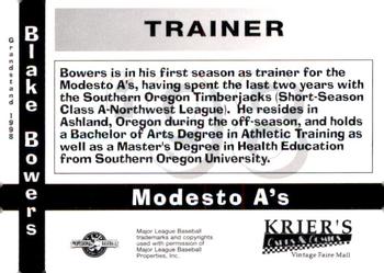 1998 Grandstand Modesto A's #NNO Blake Bowers Back