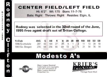 1998 Grandstand Modesto A's #NNO Rodney Clifton Back
