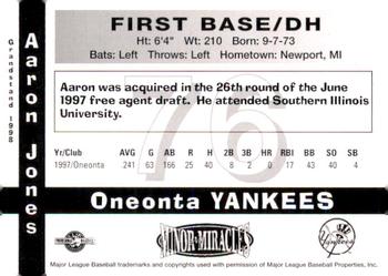 1998 Grandstand Oneonta Yankees #NNO Aaron Jones Back
