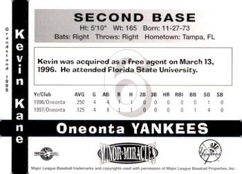 1998 Grandstand Oneonta Yankees #NNO Kevin Kane Back