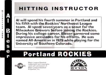 1998 Grandstand Portland Rockies #NNO Al Bleser Back