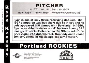 1998 Grandstand Portland Rockies #NNO Ryan Kennedy Back