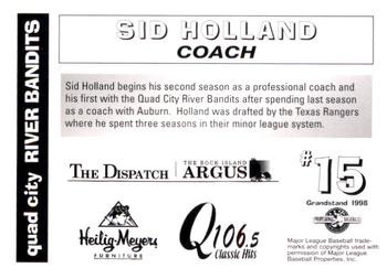 1998 Grandstand Quad City River Bandits #NNO Sid Holland Back