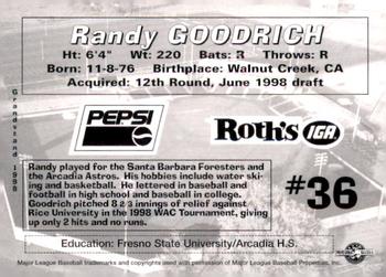 1998 Grandstand Salem-Keizer Volcanoes #NNO Randy Goodrich Back