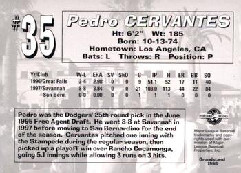 1998 Grandstand San Bernardino Stampede #NNO Pedro Cervantes Back