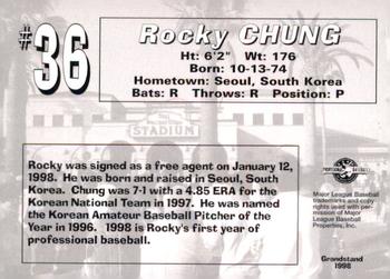 1998 Grandstand San Bernardino Stampede #NNO Rocky Chung Back