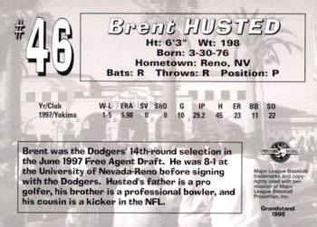 1998 Grandstand San Bernardino Stampede #NNO Brent Husted Back