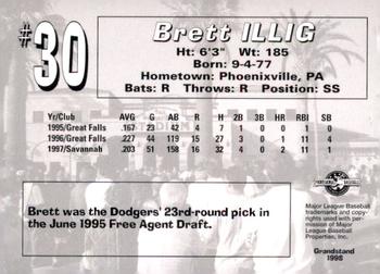 1998 Grandstand San Bernardino Stampede #NNO Brett Illig Back