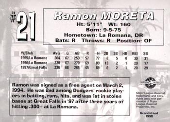 1998 Grandstand San Bernardino Stampede #NNO Ramon Moreta Back