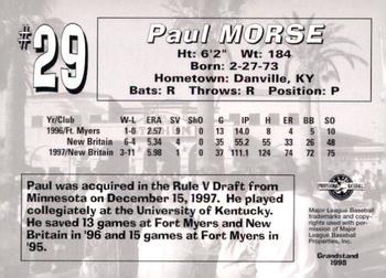 1998 Grandstand San Bernardino Stampede #NNO Paul Morse Back