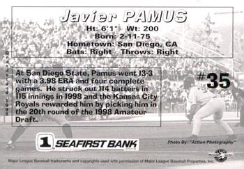 1998 Grandstand Spokane Indians #NNO Javier Pamus Back