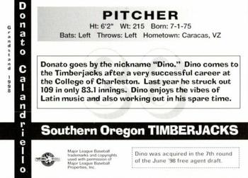 1998 Grandstand Southern Oregon Timberjacks #NNO Donato Calandriello Back