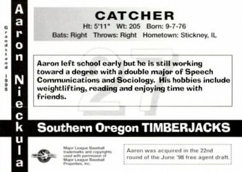 1998 Grandstand Southern Oregon Timberjacks #NNO Aaron Nieckula Back