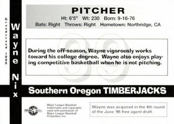 1998 Grandstand Southern Oregon Timberjacks #NNO Wayne Nix Back