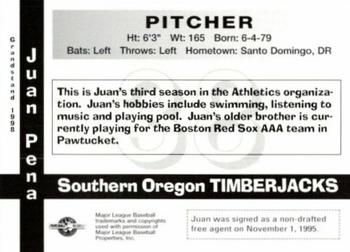 1998 Grandstand Southern Oregon Timberjacks #NNO Juan Pena Back