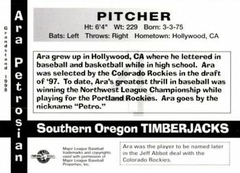 1998 Grandstand Southern Oregon Timberjacks #NNO Ara Petrosian Back