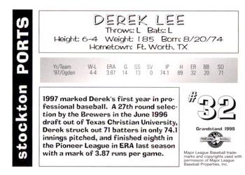 1998 Grandstand Stockton Ports #NNO Derek Lee Back