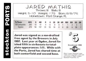 1998 Grandstand Stockton Ports Update #NNO Jared Mathis Back