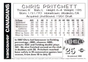 1998 Grandstand Vancouver Canadians #NNO Chris Pritchett Back