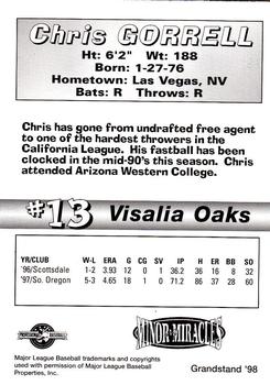 1998 Grandstand Visalia Oaks #NNO Chris Gorrell Back
