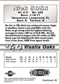 1998 Grandstand Visalia Oaks #NNO Nick Sosa Back