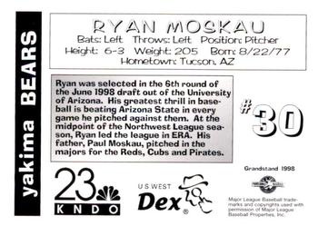1998 Grandstand Yakima Bears #NNO Ryan Moskau Back