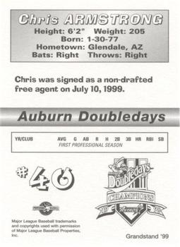 1999 Grandstand Auburn Doubledays #NNO Chris Armstrong Back