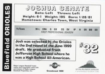1999 Grandstand Bluefield Orioles #NNO Joshua Cenate Back
