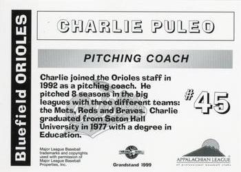 1999 Grandstand Bluefield Orioles #NNO Charlie Puleo Back