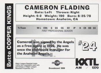 1999 Grandstand Butte Copper Kings #NNO Cameron Flading Back