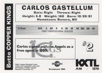 1999 Grandstand Butte Copper Kings #NNO Carlos Gastelum Back