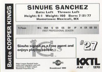 1999 Grandstand Butte Copper Kings #NNO Sinuhe Sanchez Back