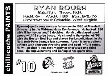 1999 Grandstand Chillicothe Paints #10 Ryan Roush Back