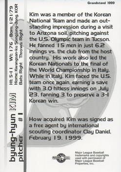 1999 Grandstand El Paso Diablos #NNO Byung-Hyun Kim Back