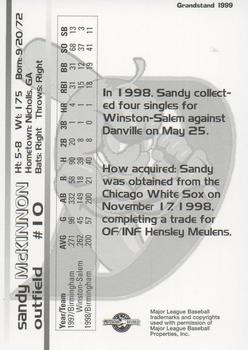 1999 Grandstand El Paso Diablos #NNO Sandy McKinnon Back