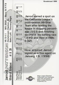1999 Grandstand El Paso Diablos #NNO Jarrod Patterson Back