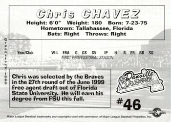 1999 Grandstand Danville Braves #NNO Chris Chavez Back