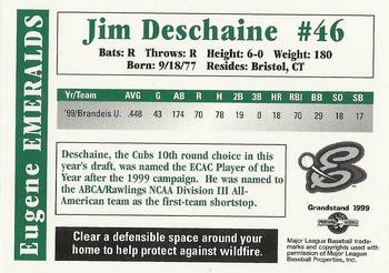 1999 Grandstand Eugene Emeralds #NNO Jim Deschaine Back