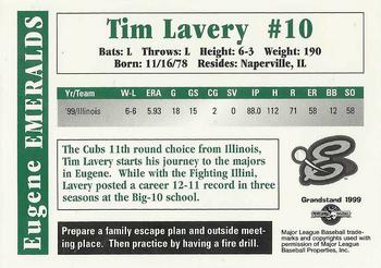 1999 Grandstand Eugene Emeralds #NNO Tim Lavery Back