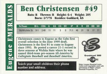 1999 Grandstand Eugene Emeralds #NNO Ben Christensen Back