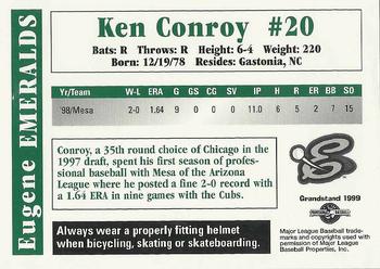 1999 Grandstand Eugene Emeralds #NNO Ken Conroy Back